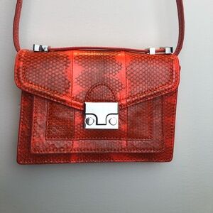 Loeffler Randall Mini Rider Crossbody Orange Handbag in Python Snake